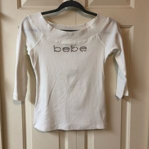 Bebe 3/4 sleeve boatneck tee